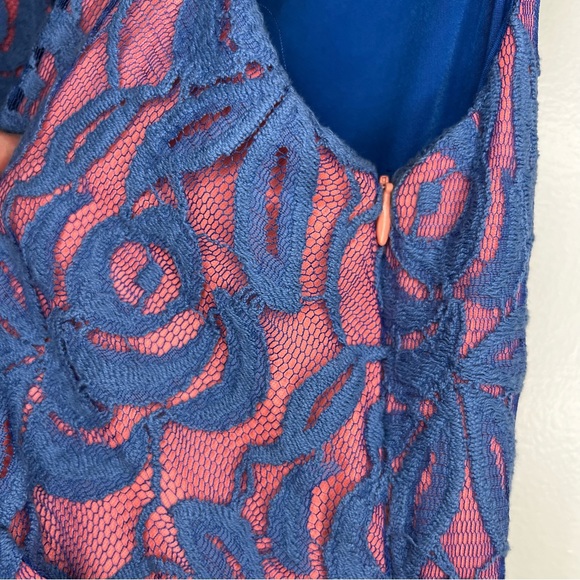 Anthropologie Eva Franco Lined Lace Blue Bright Coral, Pink size 6 - Picture 12 of 13